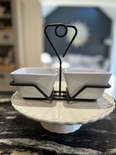 Simple Additions By The Pampered Chef White Bowls With Caddy