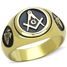 Mens gold masonic ring no