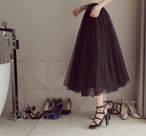 98cm length black tulle skirt - length,