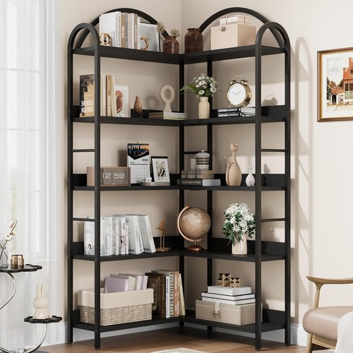 Arched corner bookshelf - bookshelf, wood