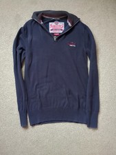 Super dry The Mainsail Henley Mens 1/4 Zip  Cotton Jumper X Small