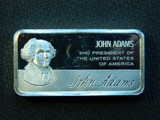 John Adams Sterling SILVER 1000g - Franklin Mint 1st Release President Ingot