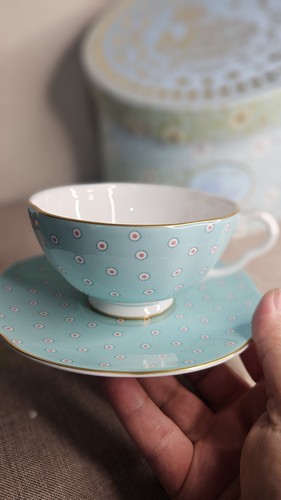 Wedgwood blue polka dot - blue,