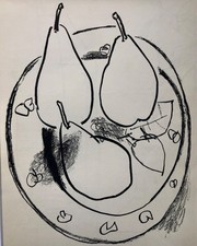 1951 Andre Marchand Print Pears on a Plate  1945, mounted, Shevnal Press 10”x8”
