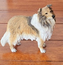 Rough Collie Dog Figurine Realistic Resin Sculpture Sheltie Collie Ornament