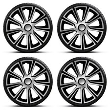 Wheel Trims 15" Black Silver Hub Caps Veron Carbon Fits Volkswagen Golf MK6