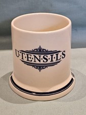 The 1869 Victorian Pottery Utensils Jar Blue Cream Kitchen Ceramic Storage Jar