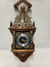 Vintage Dutch Wall Clock  Wood and Brass Spare Or Repair