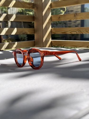 Round orange sunglasses blue - round,