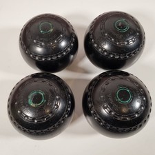Hemselite Super-Grip Size 4 Black Lawn Bowls Set of 4 - No Bag