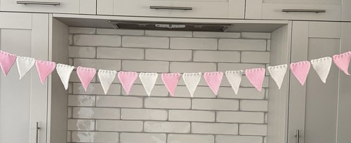 Handmade pink white knitted - handmade, pink/white