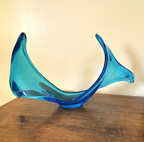 Blue art glass abstract - blue,