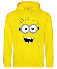 DESPICABLE ME MINION BIG FACE, FUN HOODIE SIZE SMALL TO 3XL