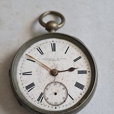 Antique Metal gents Fattorini & Sons Bradford Waltham Pocket Watch 