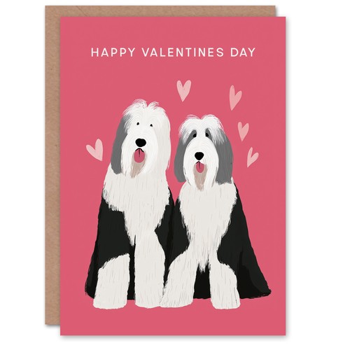Old english sheepdog couple - english,