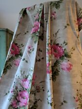 Vtg SANDERSON Pink rose Floral Curtains Shabby Chic W108cm D162cm fabric Grey