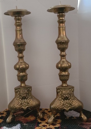 Large brass church candle - brass,