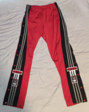 Vintage ADIDAS ADIBREAK Mens Popper Pants Size M / L Sport Button Trousers Red