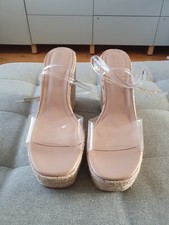 Asos Design Clear Perspex Espadrille Wedge Heels Size UK 13