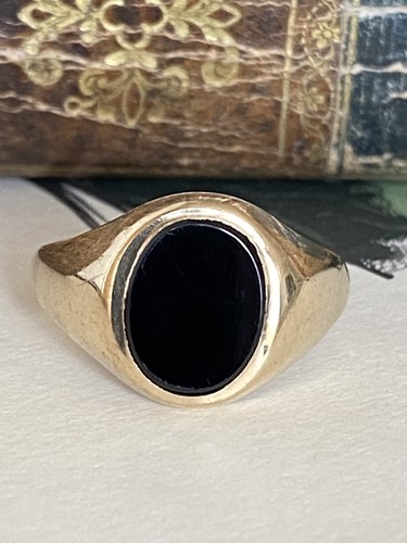 Gents 9ct gold onyx oval - gents,