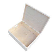 LARGE WOODEN BOX / TOY BOX 40x30x13.5cm WITH HANDLES IN WHITE COLOR,