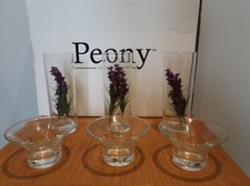 PEONY QVC SET OF 3 TALL TEALIGHT HOLDERS WITH FAUX  FLOWERS