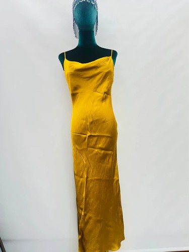 Zara gold mustard viscose maxi - gold,