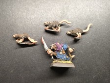 Skaven Ratmen Packmaster w/sword & 3 giant Rats  warhammer metal 