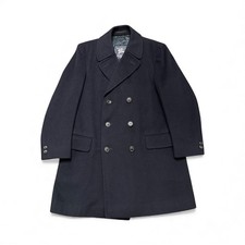 Burberry 1980s luxury bespoke navy double breasted wool coat size large £3299