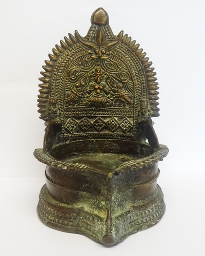 Antique brass indian oil lamp - antique,