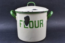 Vintage Retro Large Enamel Flour Bin Made in Belgium Kitchen Storage Decor  