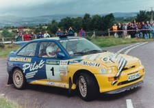 FORD ESCORT CAR No.1, REG No.K202 HNO, IN RALLY ACTION, COLOUR PHOTOGRAPH.