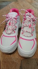 Bnwt Uk Sz 7 Womens Skechers Los Angeles White Pink Trainers Memory Foam