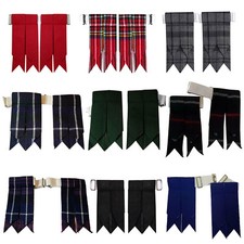 Scottish Kilt Hose Sock Flashes Garters Pointed Various Tartans Highland Wear