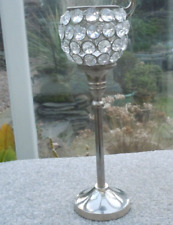 Diamante Crystal Tea Light Candle Holder on Chrome Stem 27 cm high