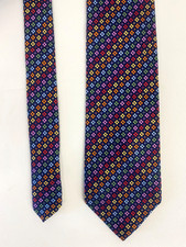 Frangi pure silk tie red navy orange diagonal stripe floral textured A105