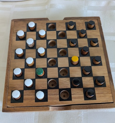 Wooden travel draughts - wooden,