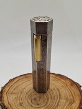 Unique Gold & Silver Hexagon Petrol Side Roller Cigarette Lighter Working Order