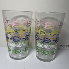 2x Strongbow Cider Multicoloured Archer Design Pint Glasses M23 (some Fading)