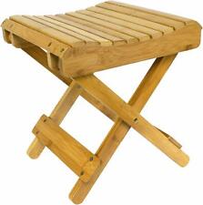 Bamboo Wooden Folding Step Stool Bench Seat - Shower & Bathroom Foot Rest Chair
