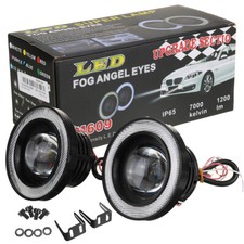 76mm/3inch Blue Car Fog Light Angel Eyes Halo Projector DRL COB LED Universal