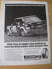 PIRELLI WORLD RALLY CHAMPIONS CINTURATO P3 TYRES 1978 ADVERT A4 FILE 13