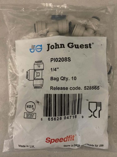 John guest equal - 1/4", tee,