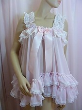 sissy ADULT baby dress pink chiffon babydoll negligee nightie fancydress cosplay