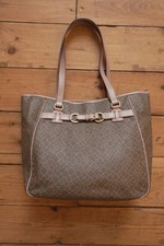 Nina Ricci Vintage Tote Bag Brown Giraffe Print Hand Bag Pink Double Handles