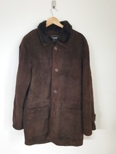 Vintage Mens L Real Shearling 100% Sheepskin Brown Coat Size Large