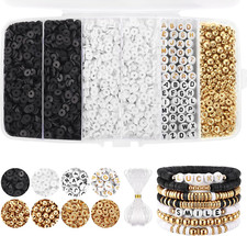 Funtopia White and Black Clay Beads Bracelet Making Kit for Jewelry Crafting