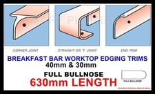 Kitchen Worktop Breakfast Bar Edging Joining Strips Trims 630mm *BULLNOSE STYLE*