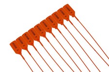 100 X Orange Plastic Security Tags Numbered Pull Ties Secure Anti-Tamper Seals