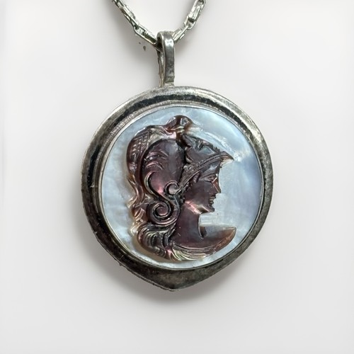 Vintage hand carved shell - hand-carved,